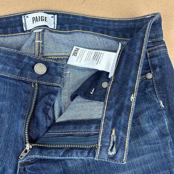 Paige Skyline Straight Jeans Womens 30 Blue Five Pocket Zip Fly Stretch - Picture 3 of 9